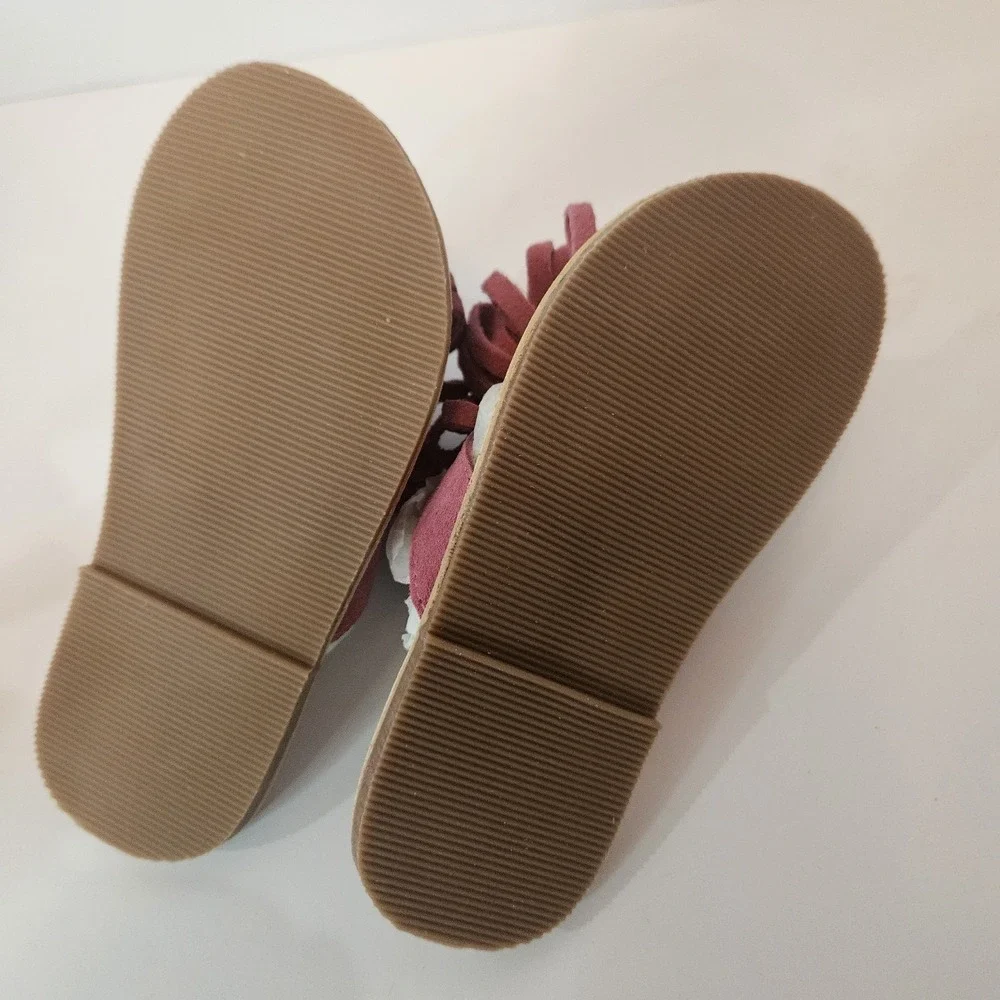 L'Amour Girls Flower Thong Sandal Suede Sz 8 NIB Pink Coquette Core Princess